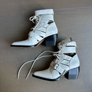 Chloe Rylee Lace Up Bootie in White Leather